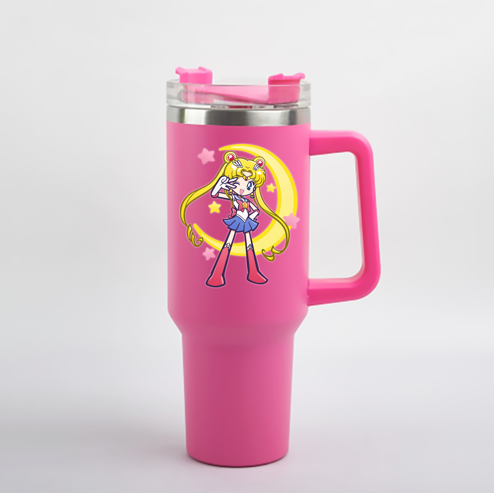 （画像用） 美少女戦士セーラームーン 月野 うさぎ つきの うさぎ Sailor Moon Tsukino Usagi 1200mL車用タンブラー - クリスタルステッカー（プラスチックストロー付き）